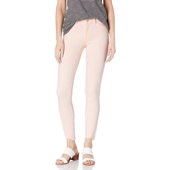DL1961 Florence Instasculpt Cropped Jeans in Blush Pink Denim Size 26 Raw Hem - Picture 1 of 8